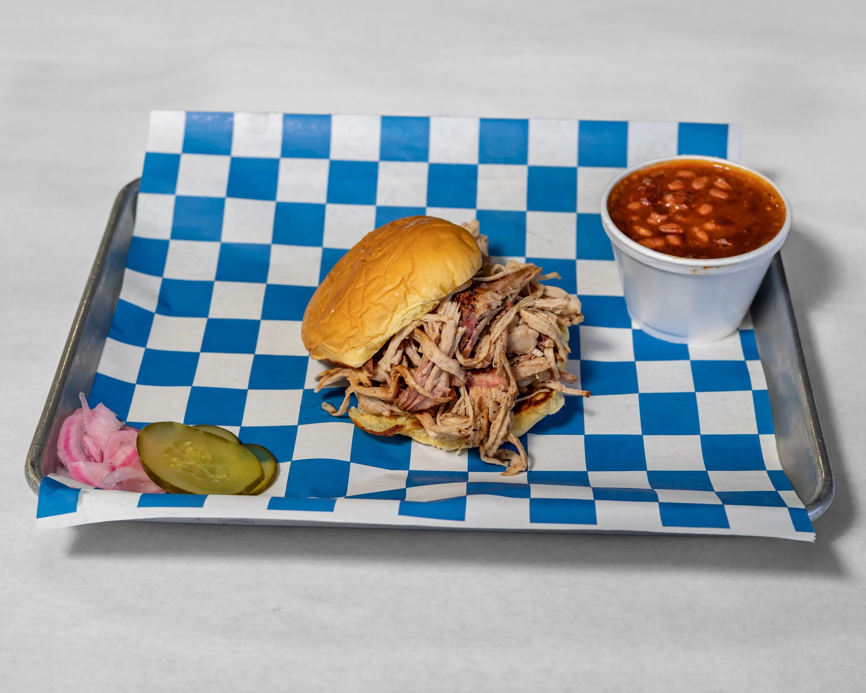 Pulled Pork sandwich with a side of creamy coleslaw at Timmy Jon’s BBQ in Dade City, FL.